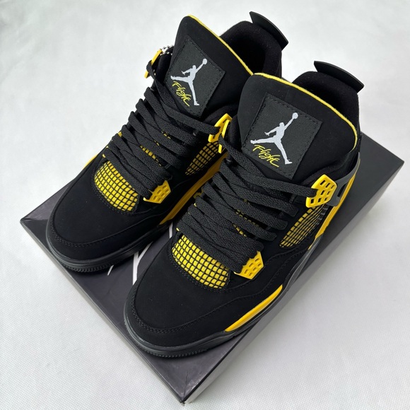Men’s Black/Yellow Sneakers Trainers -Brand New Retro 4 Yellow Thunder 2023 - Picture 6 of 10